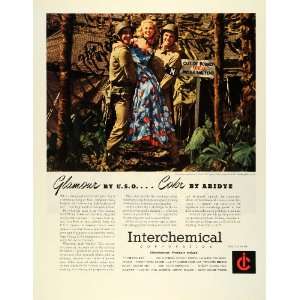  1945 Ad USO WWII War Production Interchemical Aridye 