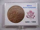 Apollo 11 commemorative 20th anniversary bronze coin/token   1969 1989 
