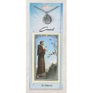  Prayer Card with Pewter Medal St. Francis Jewelry