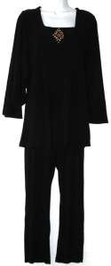 NEW Antthony Stretch Jersey Tunic & Pants Set BLACK  