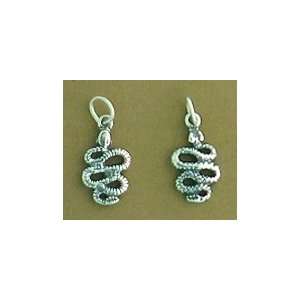  Sterling Silver Charm, 3D Snake, 5/8 inch Jewelry