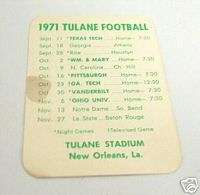 1971 TULANE GREEN WAVE FOOTBALL SCHEDULE  