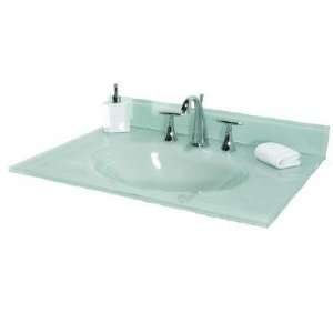   In. White Glass Vanity Top With Integral Bowl, White