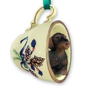  Wirehaired Doxie Teacup Christmas Ornament