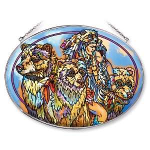  Amia Oval Suncatcher with Cat Design, Native American 