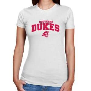  NCAA Duquesne Dukes Ladies White Logo Arch Slim Fit T 