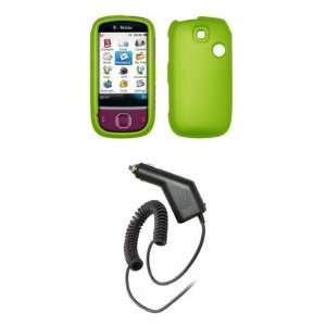  T Mobile Tap   Premium Neon Green Rubberized Snap On Cover 