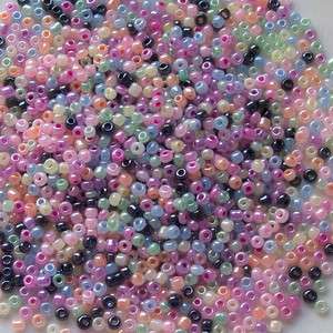    Colored Czech glass Round Seed Beads size 11/0 red pink blue  