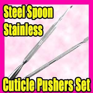  2 Nail Art Stainless Steel Pusher Remover Tool 007 Beauty