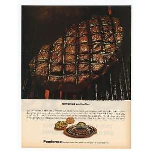  1972 Ponderosa Restaurant Large Steak Print Ad (14406 