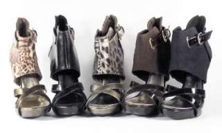 NIB High Heel Womens Sandals, Open Bootie, Black Suede 9US/40EU