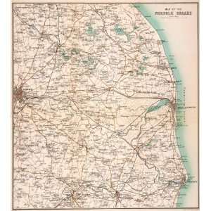  1906 Lithograph Map Norfolk Broads John Bartholomew Co 