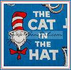 BOOAK Fabric Dr Seuss CAT IN THE HAT Blue Book B&W Stripe Hat Red 