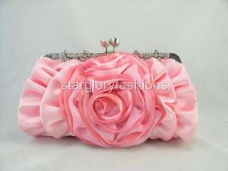 Pink Rose Crystal Flowers Frame Wedding/Party Clutch ECR 092377