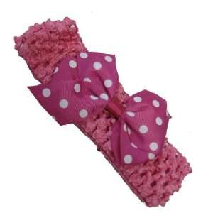 Hot Pink Cute Baby Headband with a Polka Dotted Bow 
