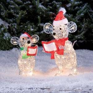   LIGHTED MOUSE CHRISTMAS DECORATION set of two mouse 