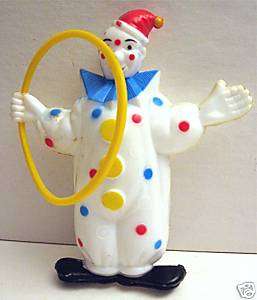 Vintage Circus Clown Toy W/ Hoop Old Dime Store Stock  