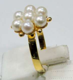 Vintage 14 K solid gold pearls Ring jewelry  