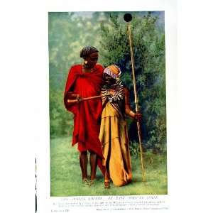  c1920 FOREST LOVERS AFRICA MAN WOMAN KIKUYU WARRIORS