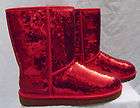 NIB♦ UGG Classic Short Sparkle color Ruby Red Sequin sizes 8 9
