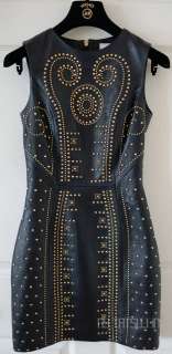 Versace for H&M Black Studded Leather Dress US 2 / EUR 32  