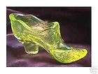 Bow Slipper Yellow Vaseline Glass Shoe Mosser Glass