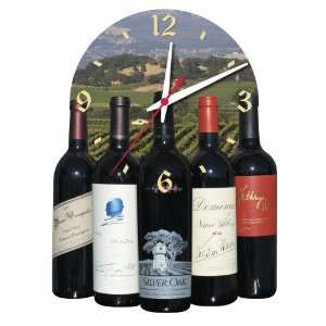  Napa Valley Wine Country Bottle Collage Clock