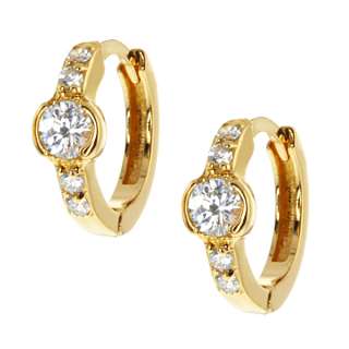   builder deals stunning cz huggies gold plated earrings snap down back