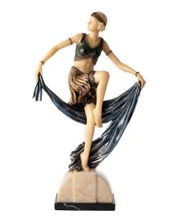 Art Deco Sculpture Lady Charlotte Scarf Dancer Figurine  