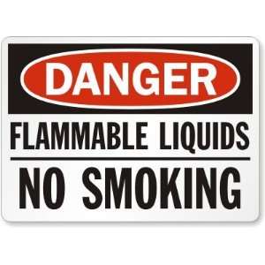   Flammable Liquids No Smoking Plastic Sign, 10 x 7