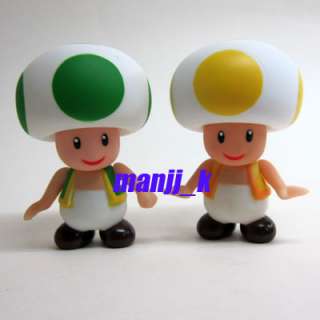 NEW Nintendo Super Mario Figure 9cm Green & Yellow Toad x 1pcs