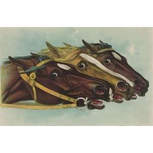   Horse Racing and Trotting Head and Head at the Winning Post Vintage