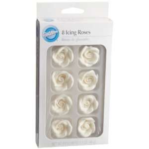 Wilton 8 Pack Pre made Royal Icing Rose, White  Kitchen 
