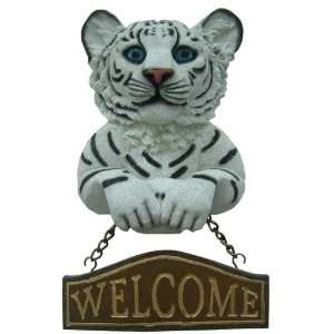  White Tiger Welcome Wall Art Plaque