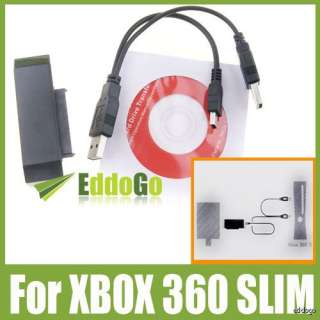   Drive USB 2.0 HDD Data Transfer Cable KIT + Software For XBOX 360 Slim