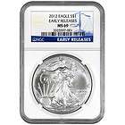 2012 SILVER AMERICAN EAGLE MS69 EARLY RELEASE NGC BLUE LABEL