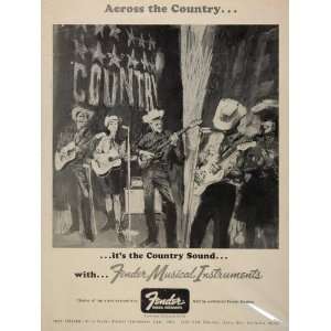 1967 Ad Vintage STRATOCASTER Fender Guitar Country Band   Original 