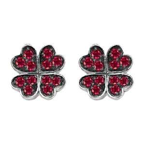 Celtic Love by Kelly Small Lucky Clover Earrings with Lab Created Ruby 