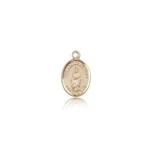  14kt Gold O/L Our Lady of Victory Medal 1/2 x 1/4 Inches 