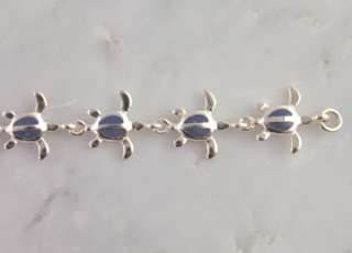 Sterling Silver Lapis Turtle Inlay Link Womens Bracelet  