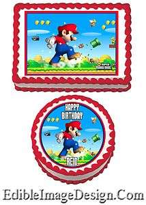 SUPER MARIO Edible Birthday Party Cake Image Decoration Cupcake Topper 