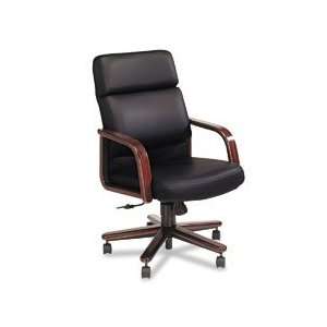   Leather High Back Swivel/Tilt Chair with Wood Arms