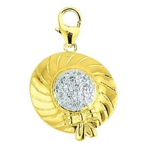  14K Gold 1/20ct HIJ Diamond Hat Spring Ring Charm Arts 