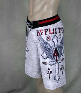Affliction Mens do it again board shorts winged cross white 101BS014 