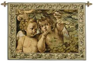 ANGELS WHISPERING OLD WORLD ART WALL HANGING TAPESTRY  