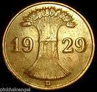 German Weimar Republic Reichspfennig Coin 1929D