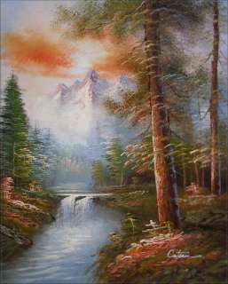   Hand Painted Oil Painting Stream and Woods Scenery 20x16  