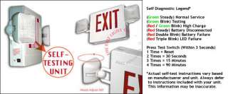 Red LED Exit Sign & Emergency Light Self Testing Combo  