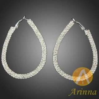 ARINNA fashion simple huge circle stainless clear earrings Swarovski 