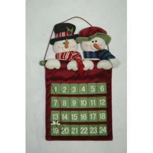  Trim a Home Fabric Two Snowmen Hanging Calendar Decoration 